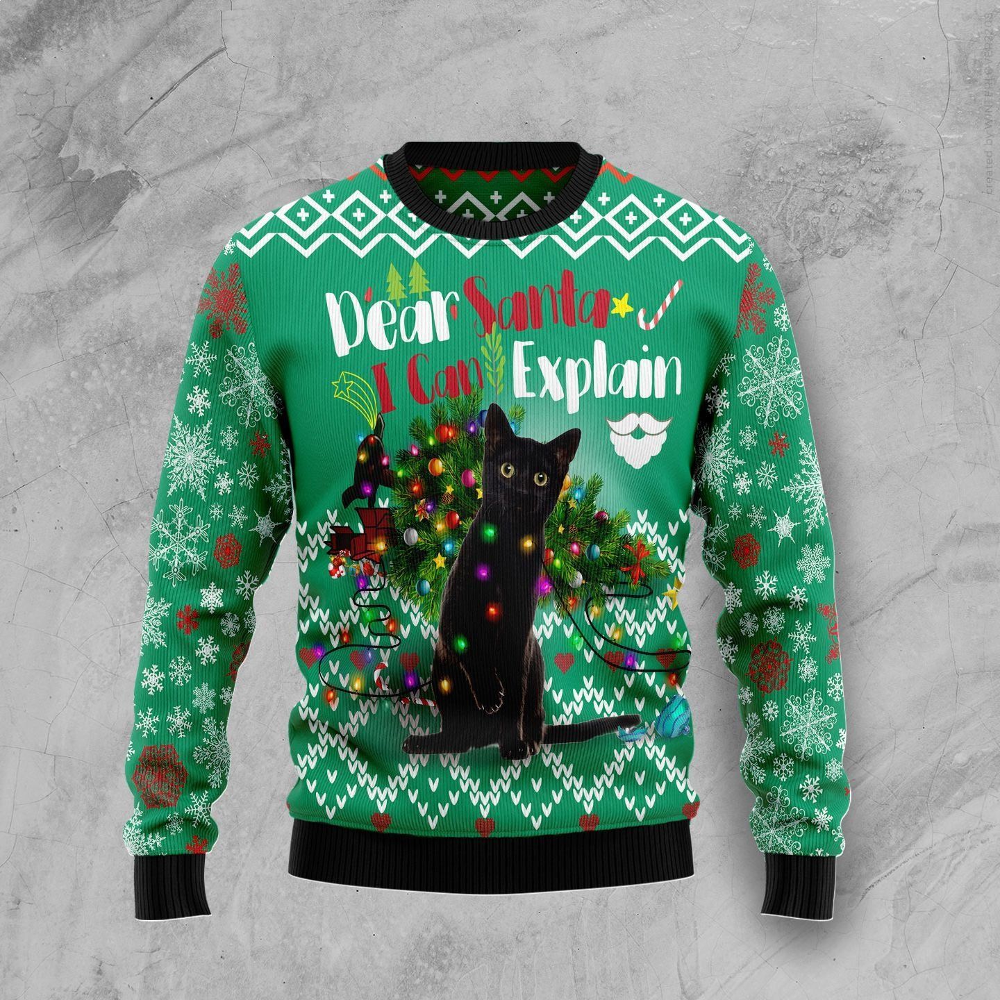 Black Cat I Can Explain Ugly Christmas Sweater For Men & Women Adult