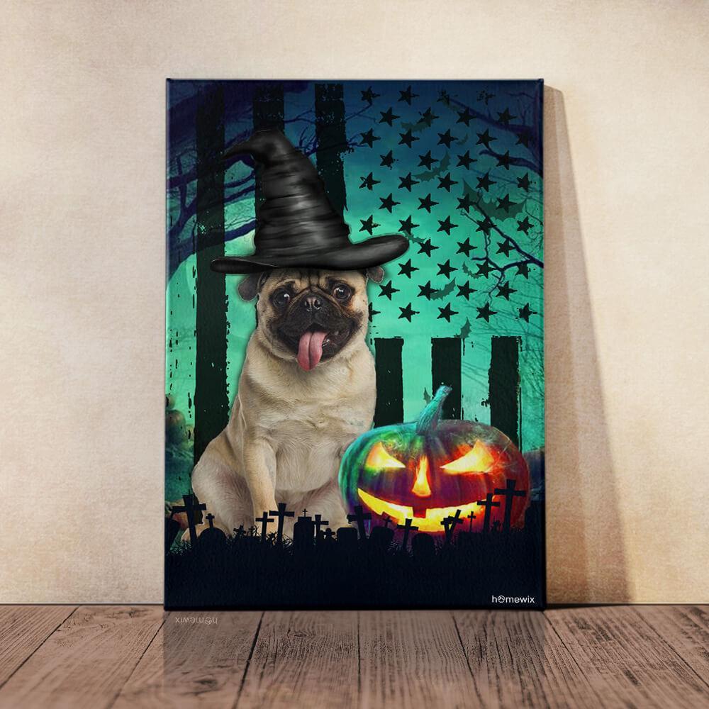 Pug Halloween American Us Canvas And Poster Wall Art | Wall Decor