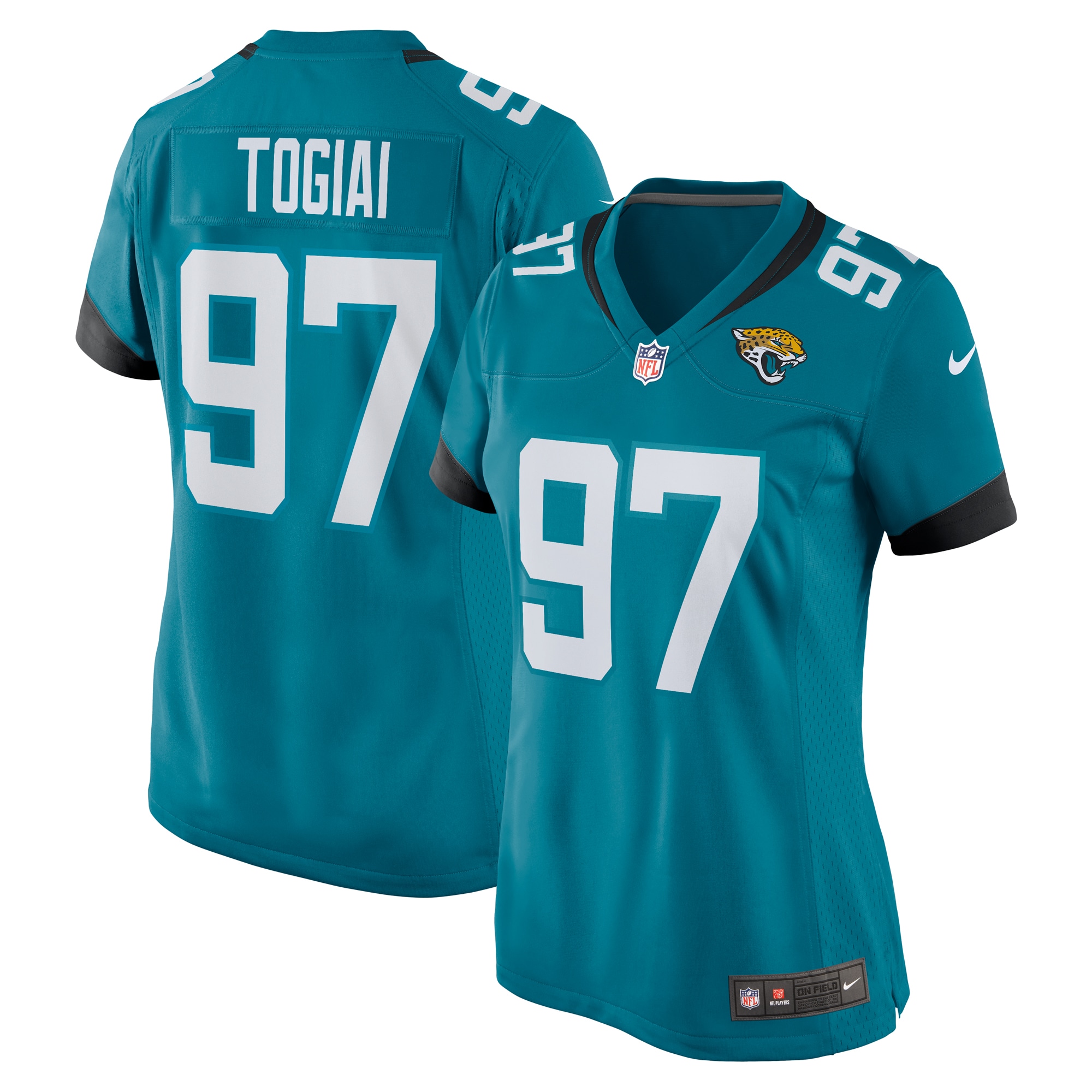 Tommy Togiai Jacksonville Jaguars Women's Team Game Jersey – Teal