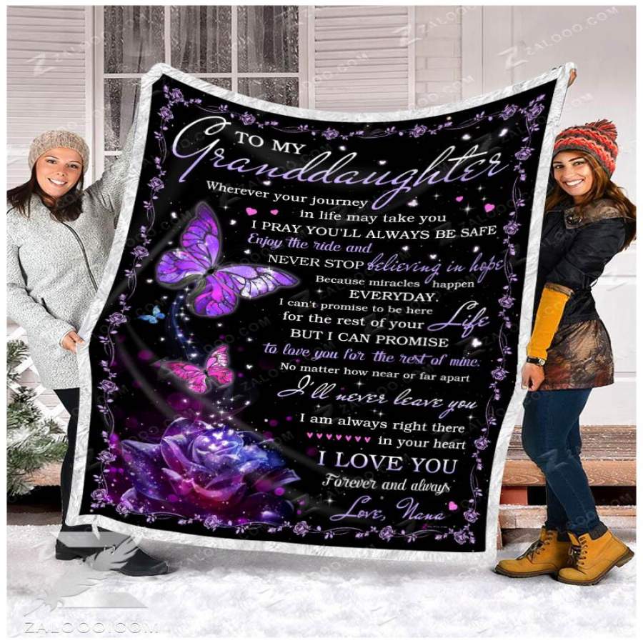 Zl – Fleece blanket – Butterfly – To my granddaughter – I’ll never leave you