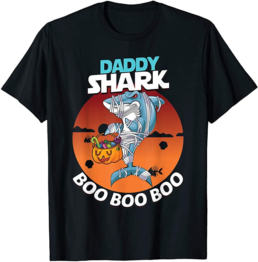 Daddy Shark Boo Boo Boo Funny Family Shark Halloween T-Shirt