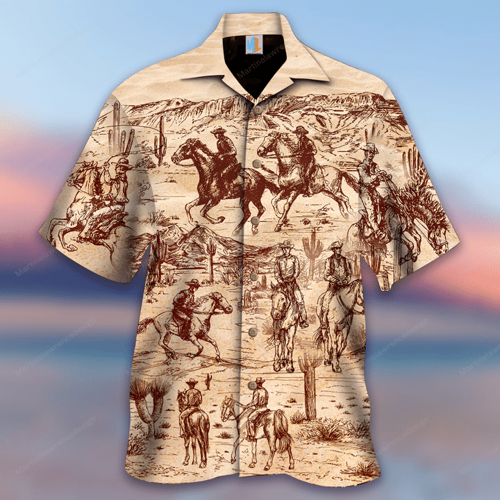 Cowboy Horse Riding Vintage Hawaii Shirt Ha152