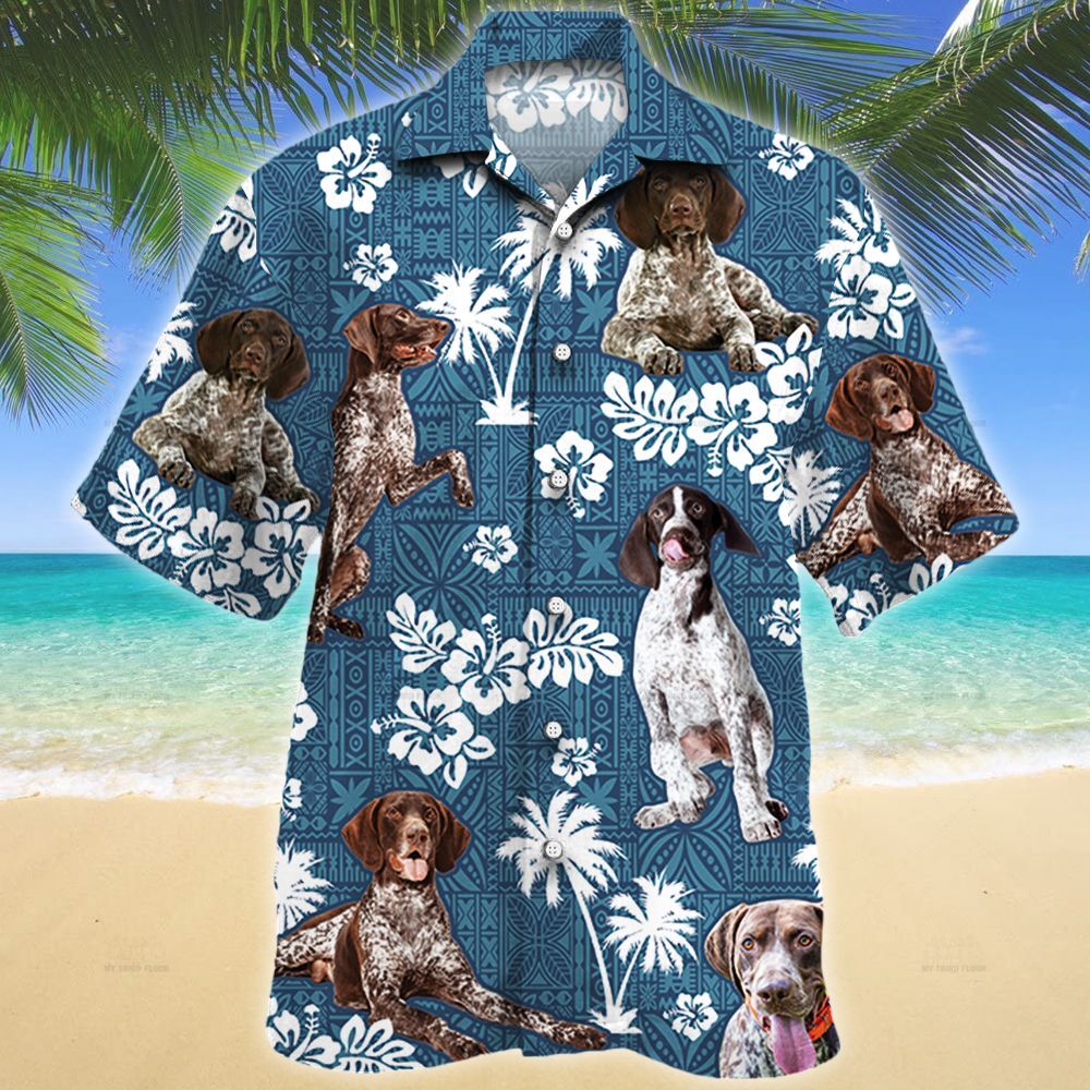 German Shorthaired Pointer Blue Tribal Pattern Hawaiian Shirt Ha88489