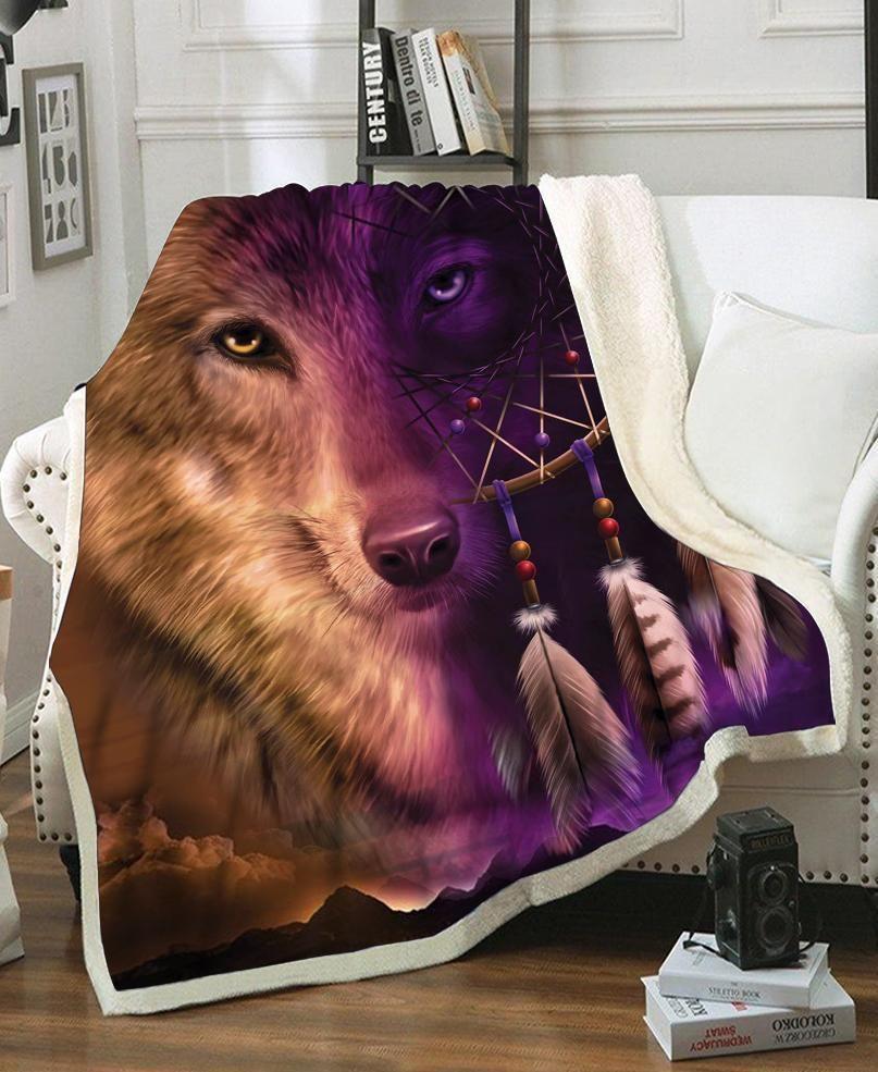 Wolf Native Sherpa Fleece Blanket – Justbeperfect Shop