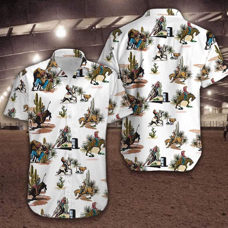 Rodeo Cowboy White Aloha Hawaii Shirts For Men Women Ha44673