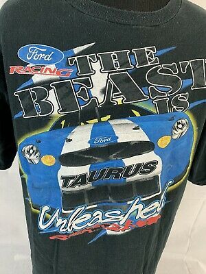 Vintage Nascar T Shirt Double Side Racing Tee  90s Tultex Crew Ford Logo 6011