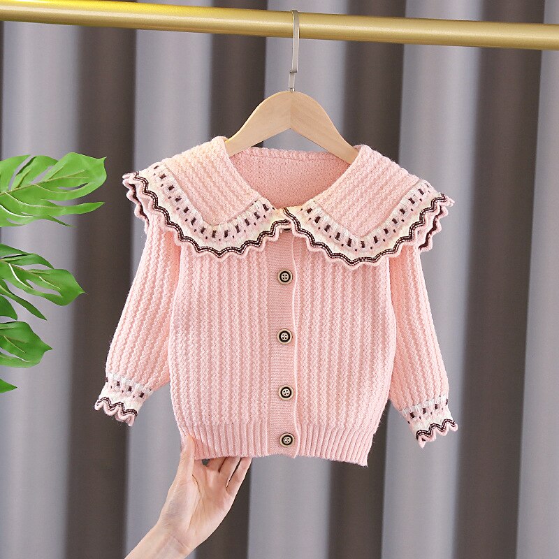 Spring Toddler Kids Girls Baby Clothes Jersey Knit Cardigan Sweater Coat for Girls Children Clothing Birthday Christmas Sweaters alx