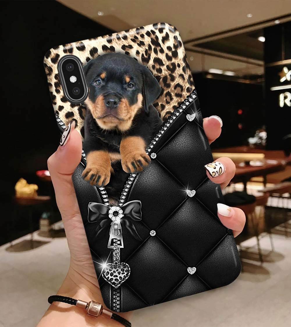 Rottweiler Leopard Zipper Silicone Phone Case