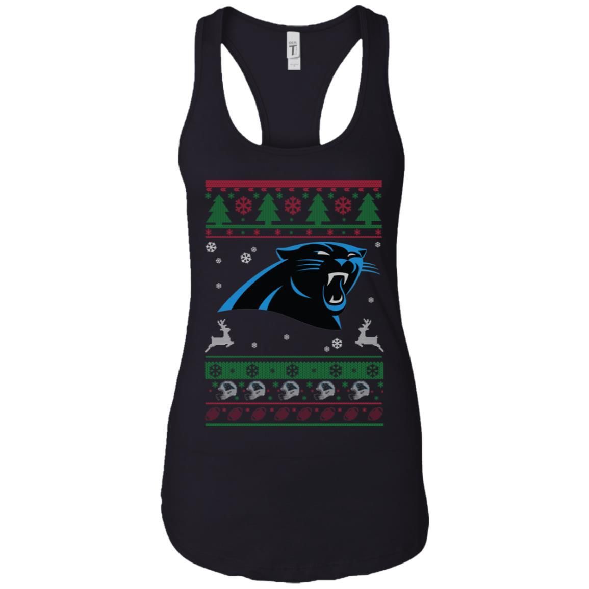 Carolina Panthers Logo Football Teams Ugly Christmas Sweater Women Tank