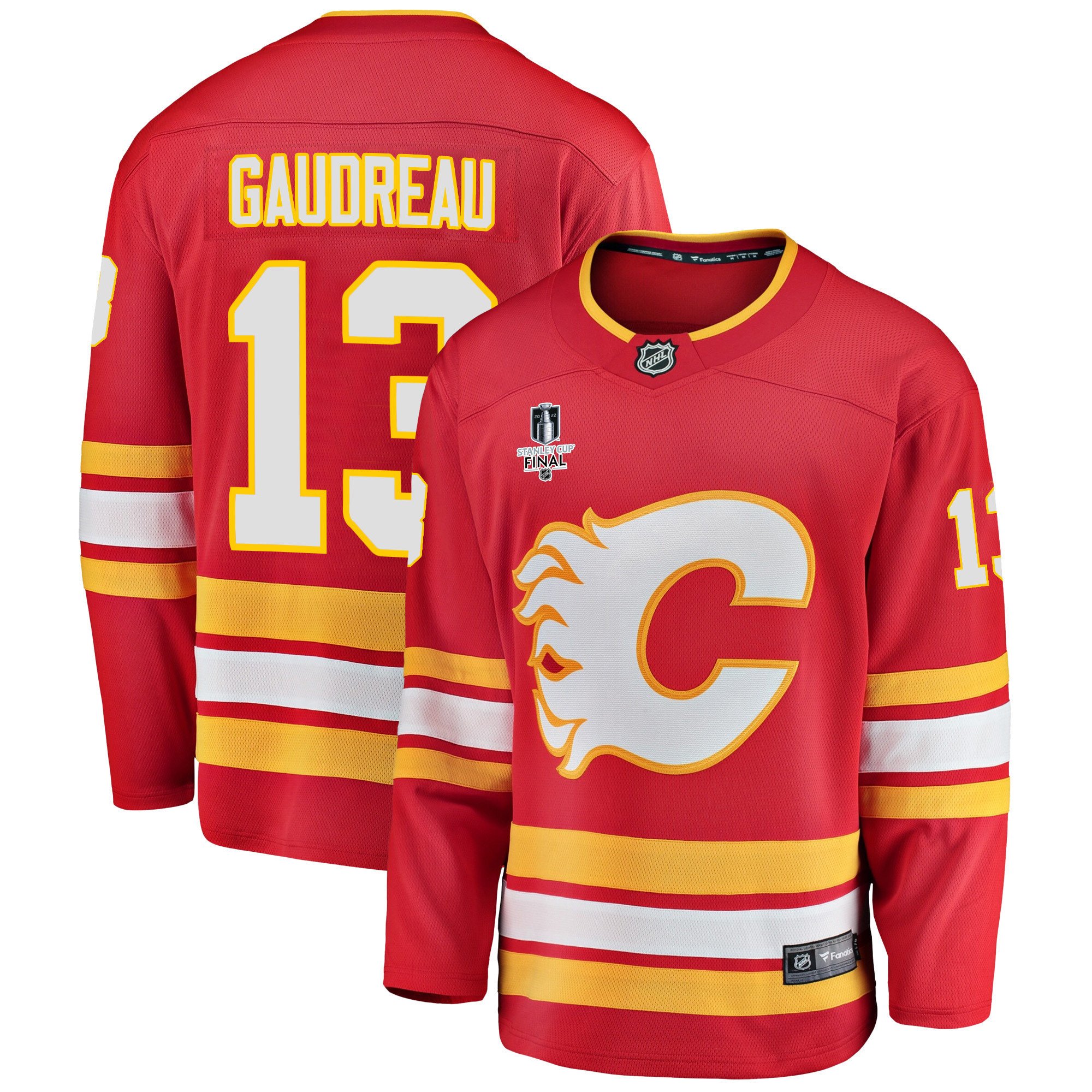 Calgary Flames Johnny Gaudreau 13 Home 2022 Stanley Cup Final Breakaway Men Jersey – Red