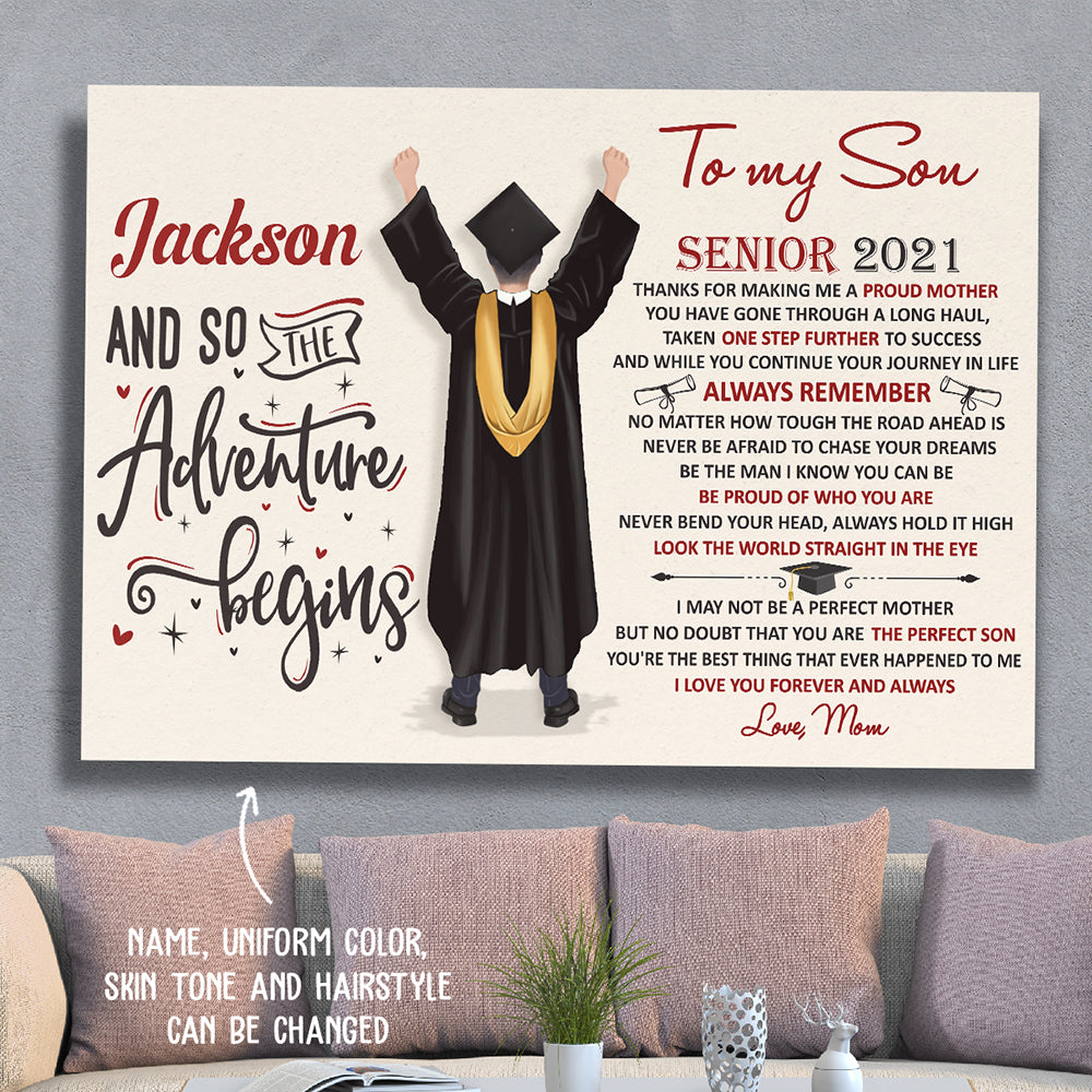 The Perfect Son – Personalized Custom Matte Canvas – Graduation Gifts