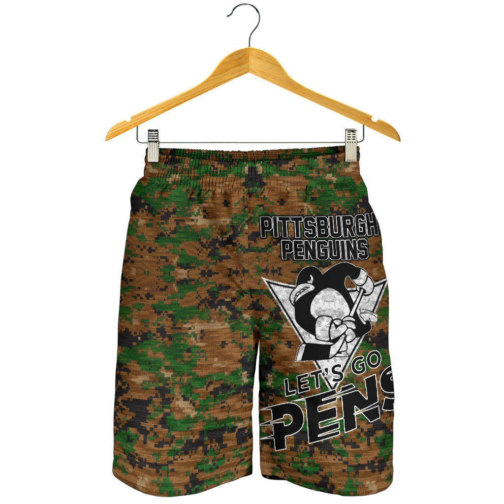 Pittsburgh Penguins All Over Print Men’S Shorts Military Veterans Camo A7