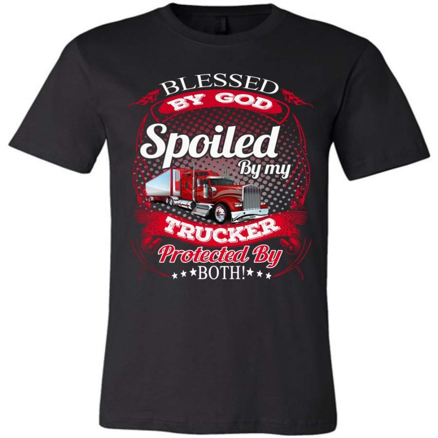 Blessed By God Spoiled By My Trucker Girlfriend Wife T-Shirt