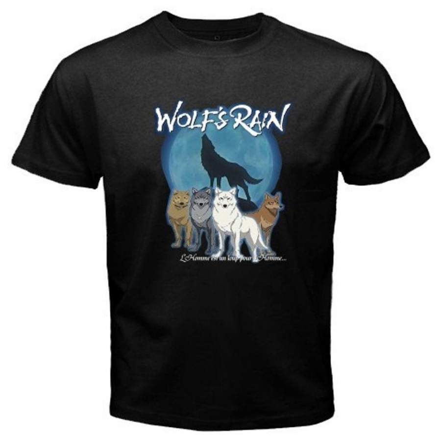 Wolfs Rain Kiba Anime Manga Mens Black T Shirt