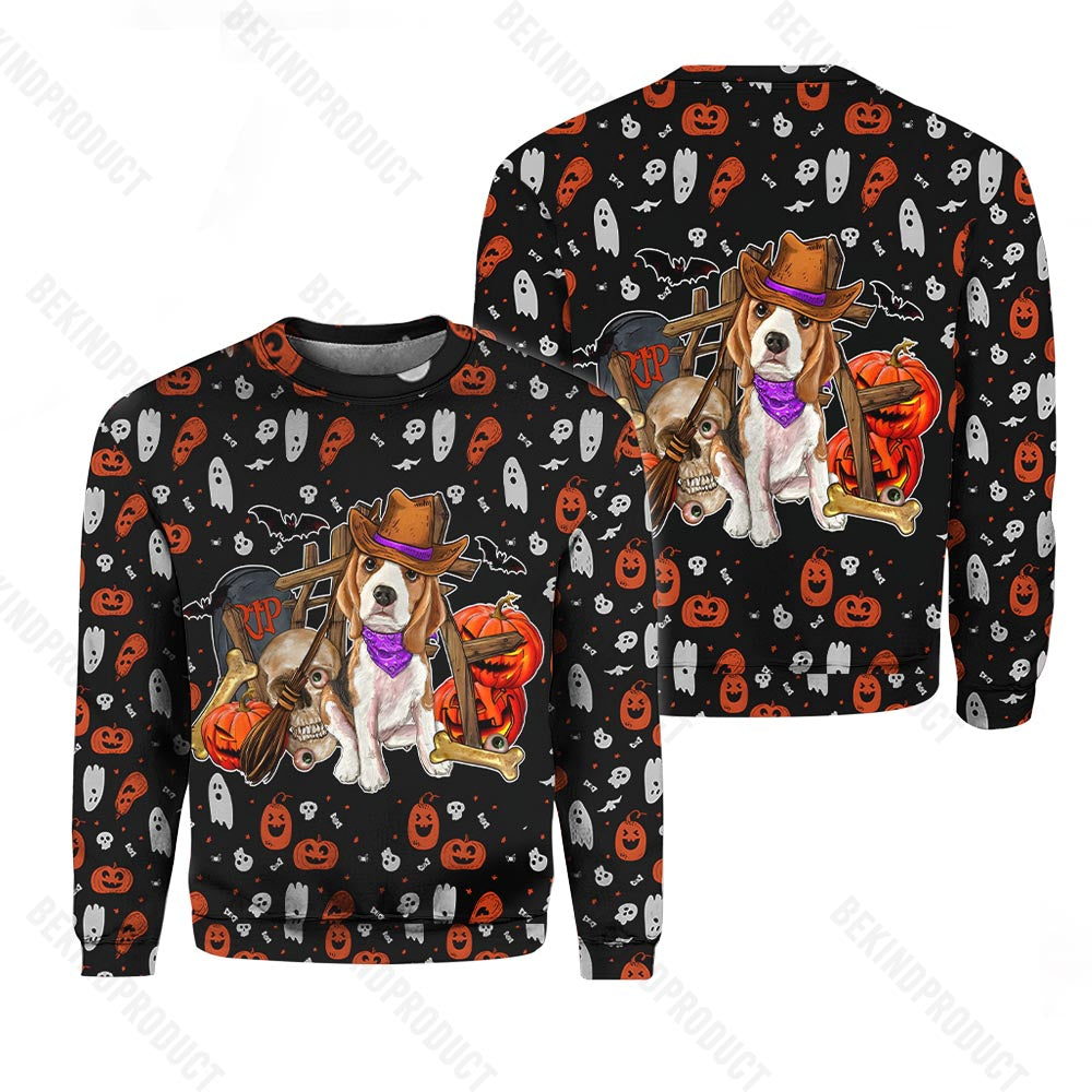 Pumpkin Dog Halloween Crewneck Sweatshirt All Over Print Sweatshirt For Women Sweatshirt For Men Swn1156