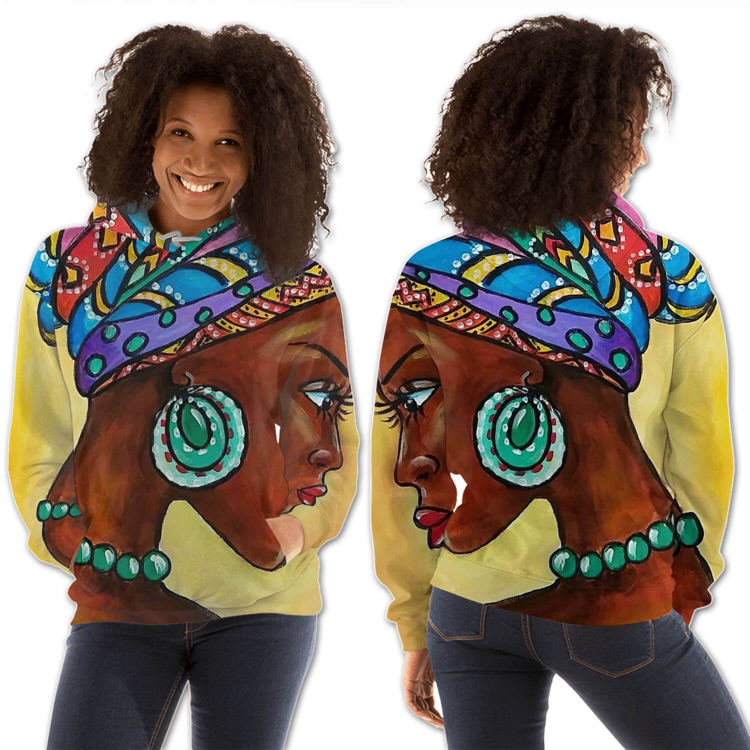 African American Hoodies Beautiful Melanin Girl All Over Print Womens Hooded Sweatshirt African Print Clothing BPS88670