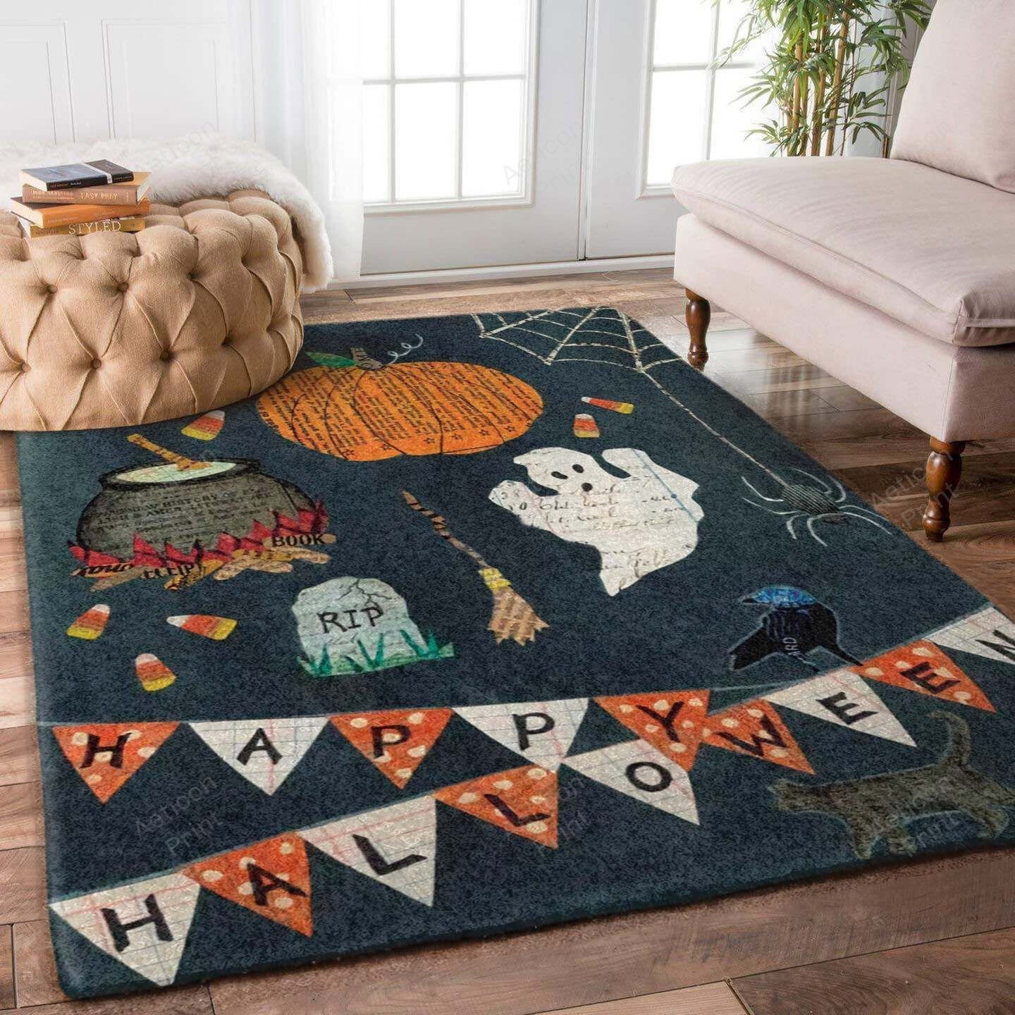 Halloween Ghost Broom Happy Halloween Party Area Rug Carpet Vintage Home Decor Gift Idea Carpet