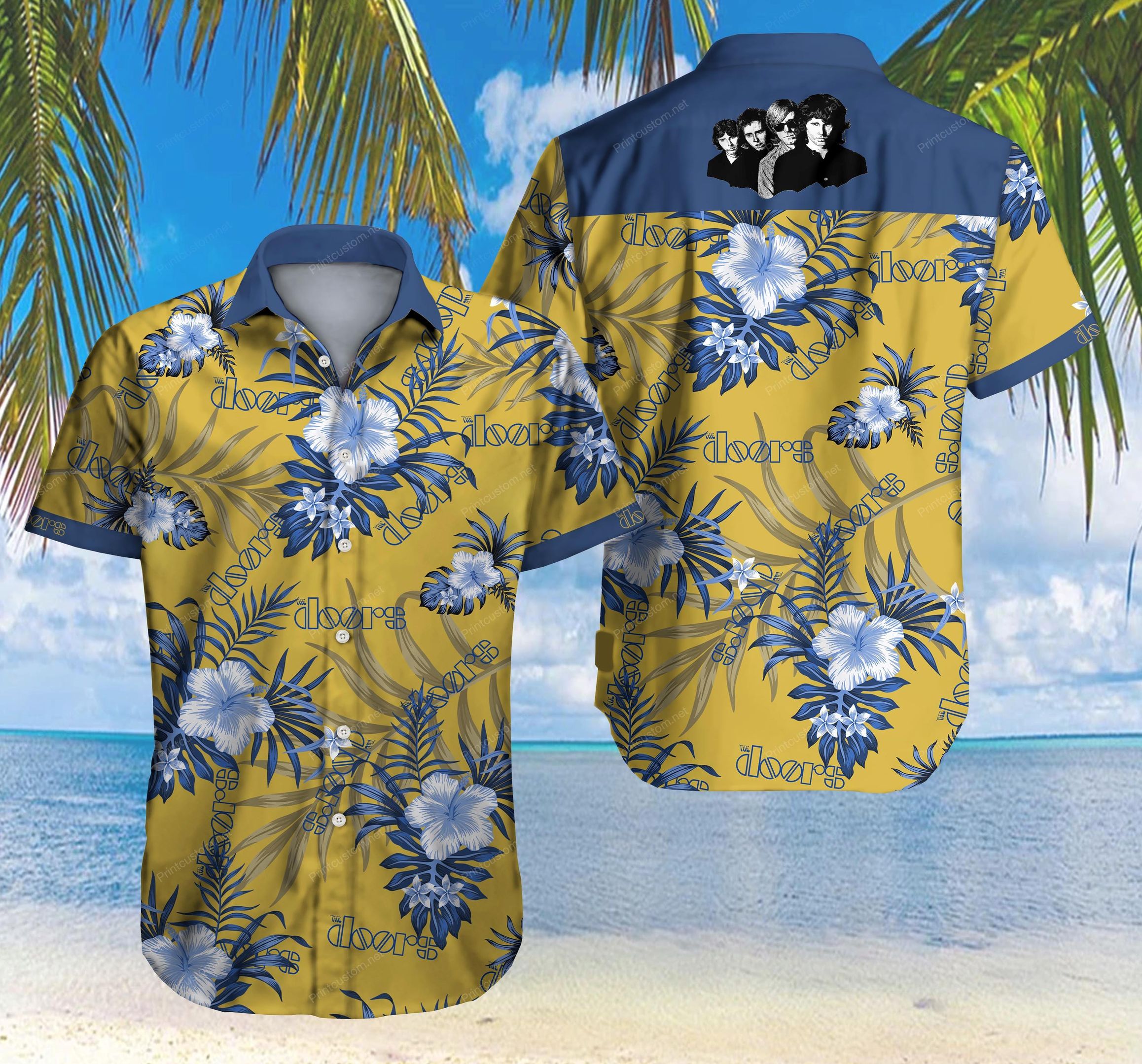 The Doors Hawaiian Shirt Summer Button Up For Men Beach Wear Short Sleeve Hawaiian Ha55581