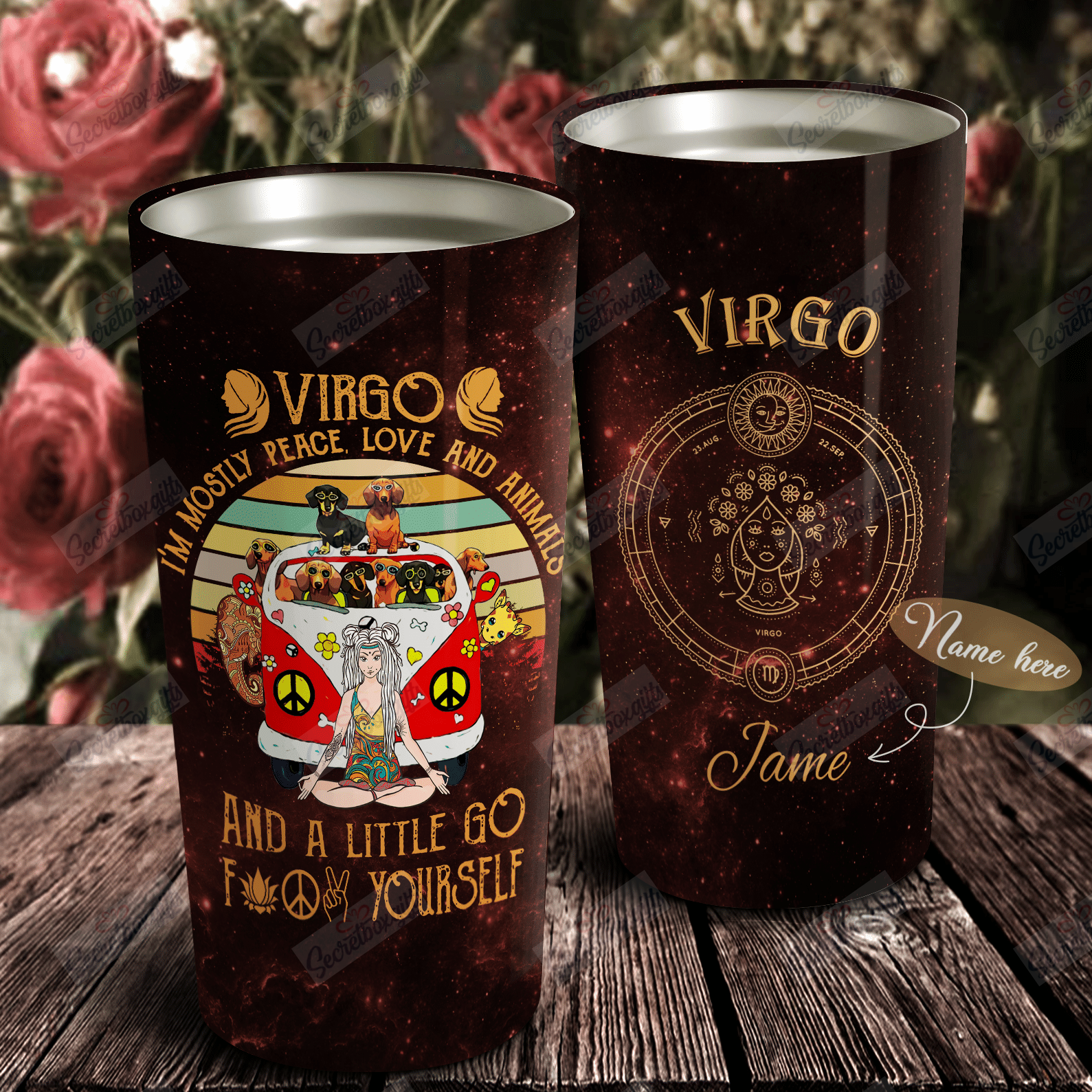 Personalized Peace Love And Animals Virgo Th3012082Cl Tumbler