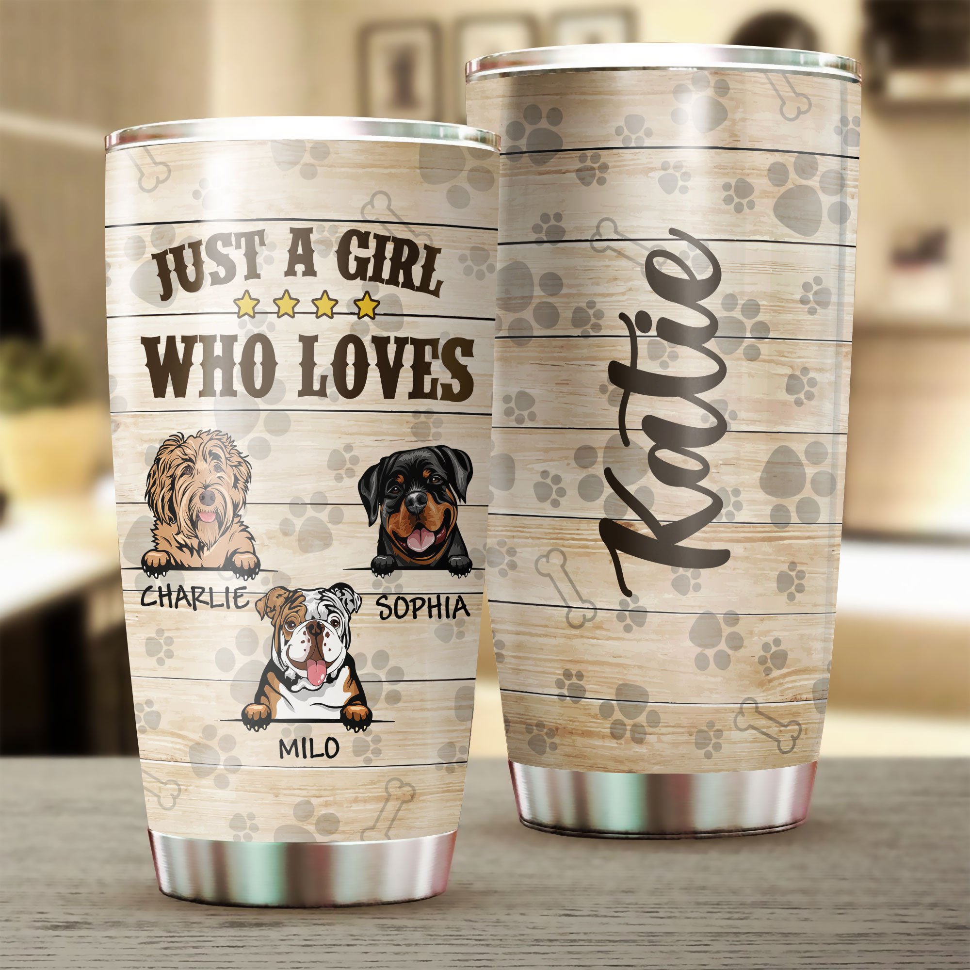 Custom Personalized name stainless steel tumbler drinkware family gift ideas for friend couple dog lovers – Love Dog TY0402213 – Personalizedwitch