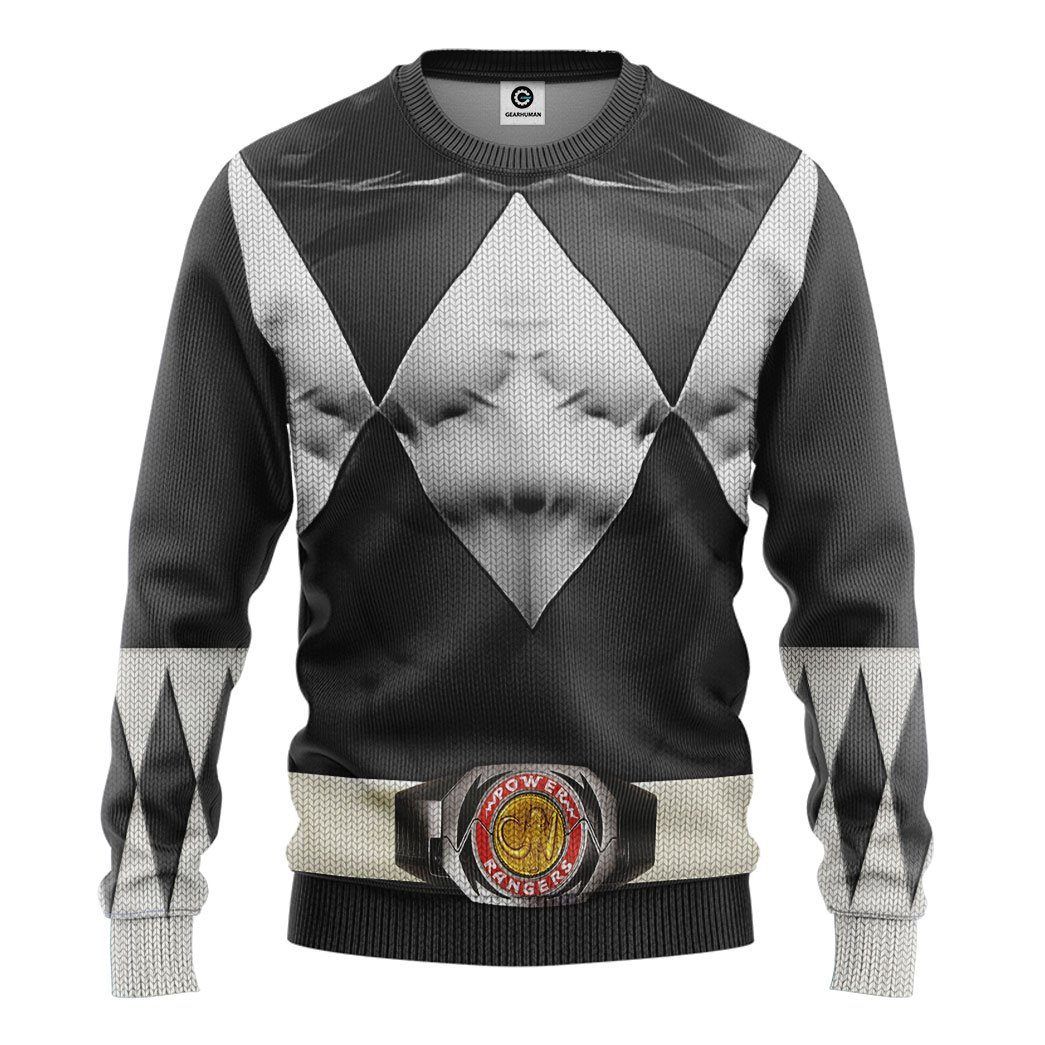 Gearhumans 3D Mighty Morphin Black Power Rangers Custom Sweatshirt