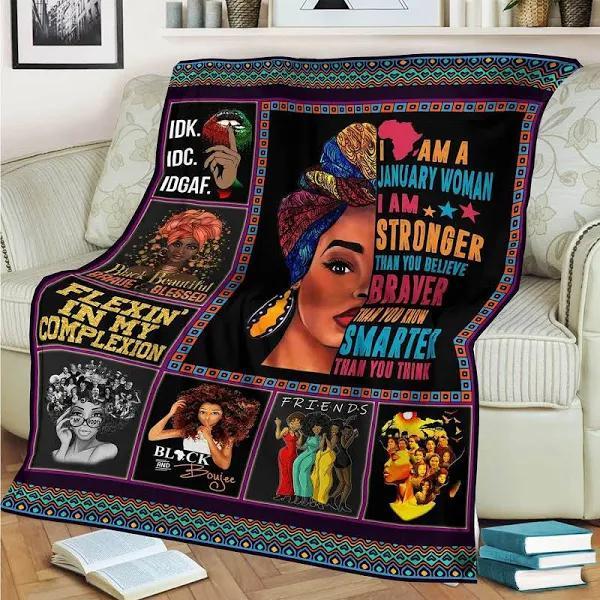 A Stronger Braver Smarter January Woman Fleece Blanket Home Decor Bedding Couch Sofa Soft And Comfy Cozy Gift For Friend Family Birthday Gift