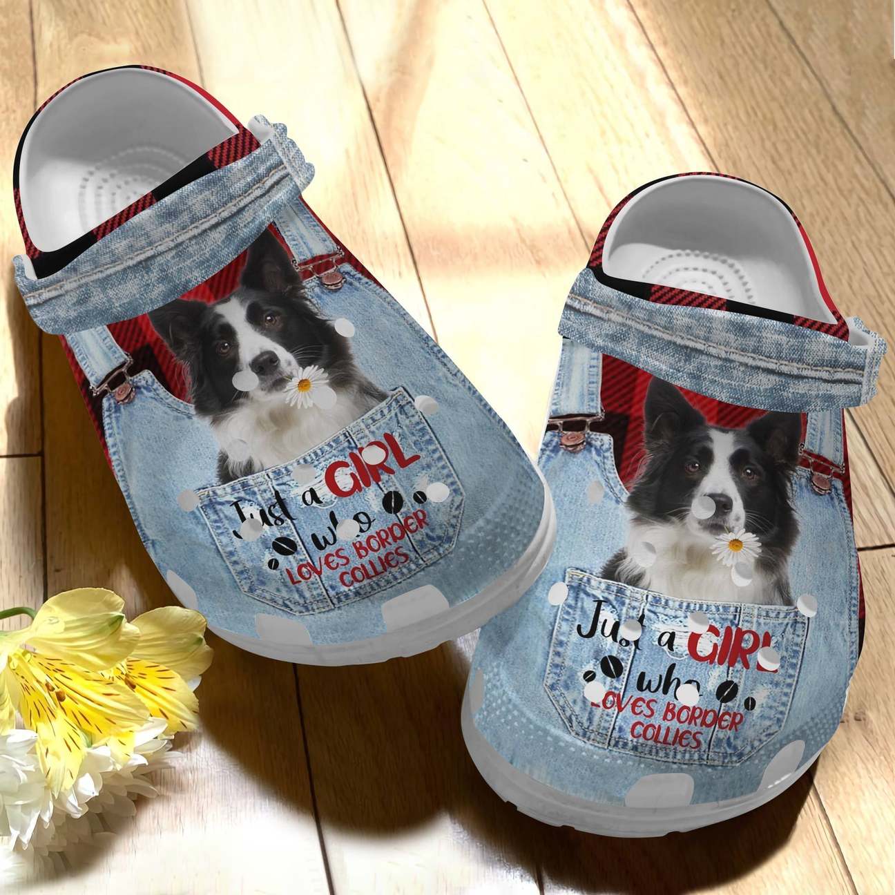 Border Collie Personalized Clog, Custom Name, Text Just A Girl Who Loves Border Collies, Fashion Style For Women, Men, Kid, Print 3D