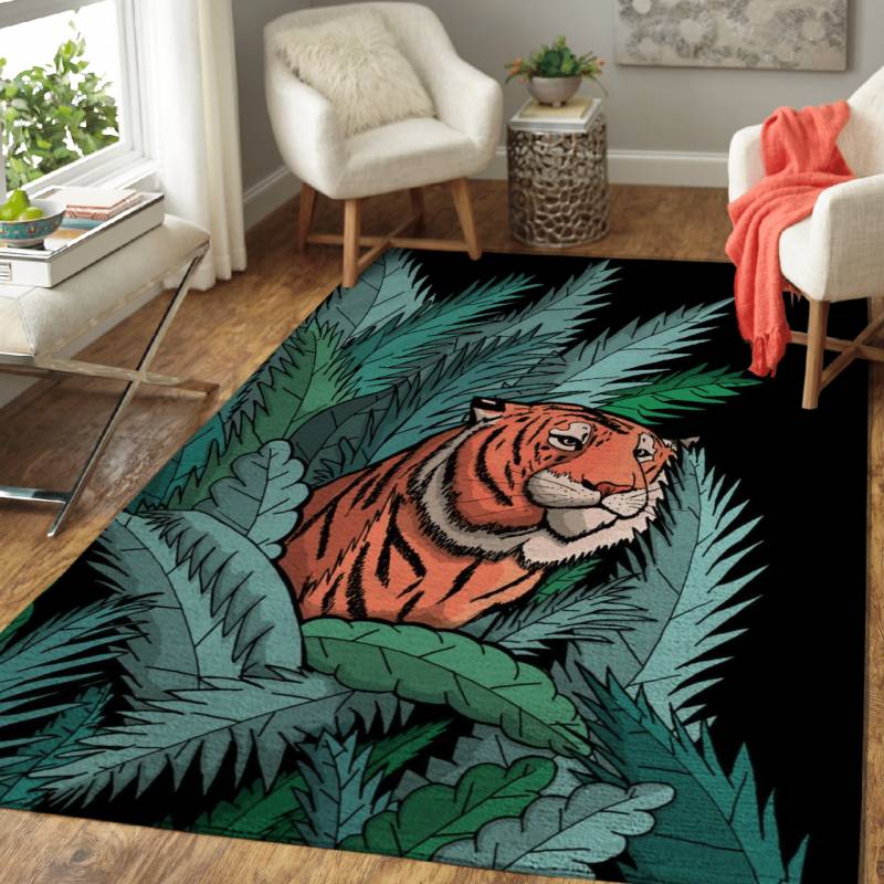 As the tiger emerged from the jungle – Animals Area Rug Carpet