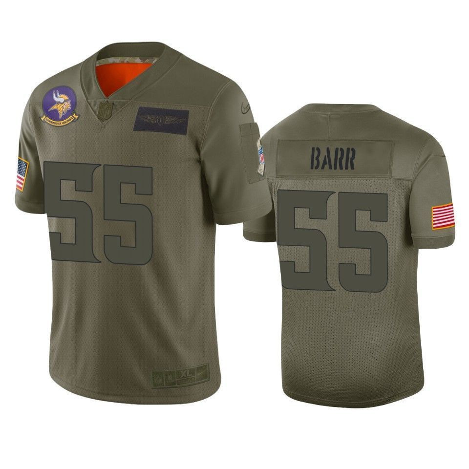 Minnesota Vikings Anthony Barr Camo 2021 Salute To Service Limited 3D Jersey