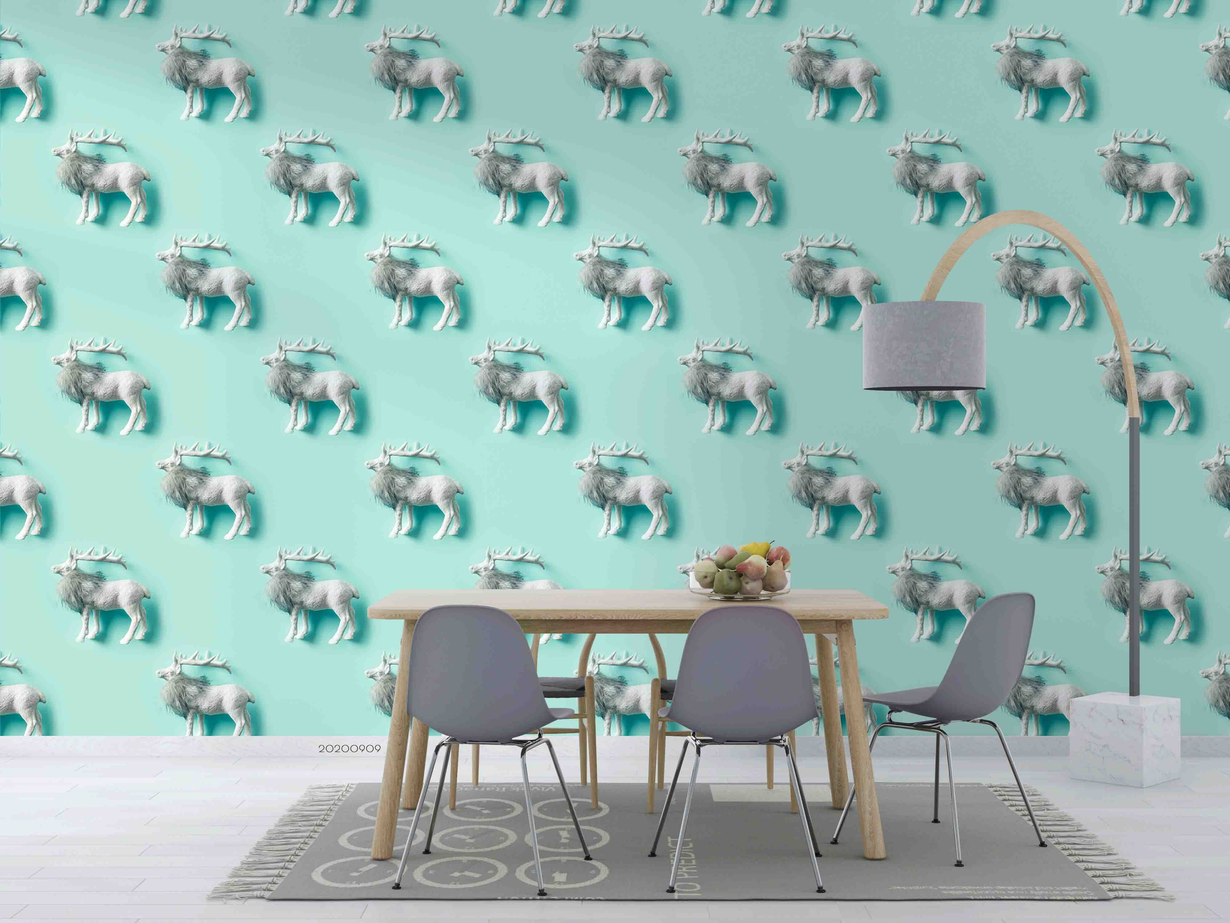 3D Faux Surface Embossed Buck Animal Wall Mural Wallpaper Lxl