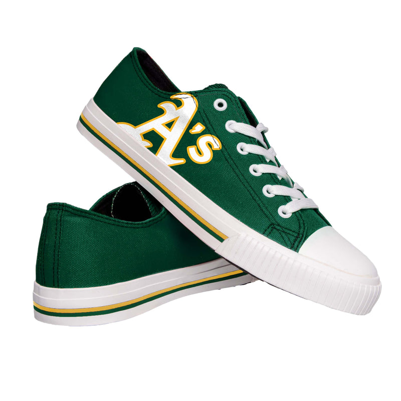 Oakland Athletics MLB Mens Low Top Big Logo Canvas Shoes