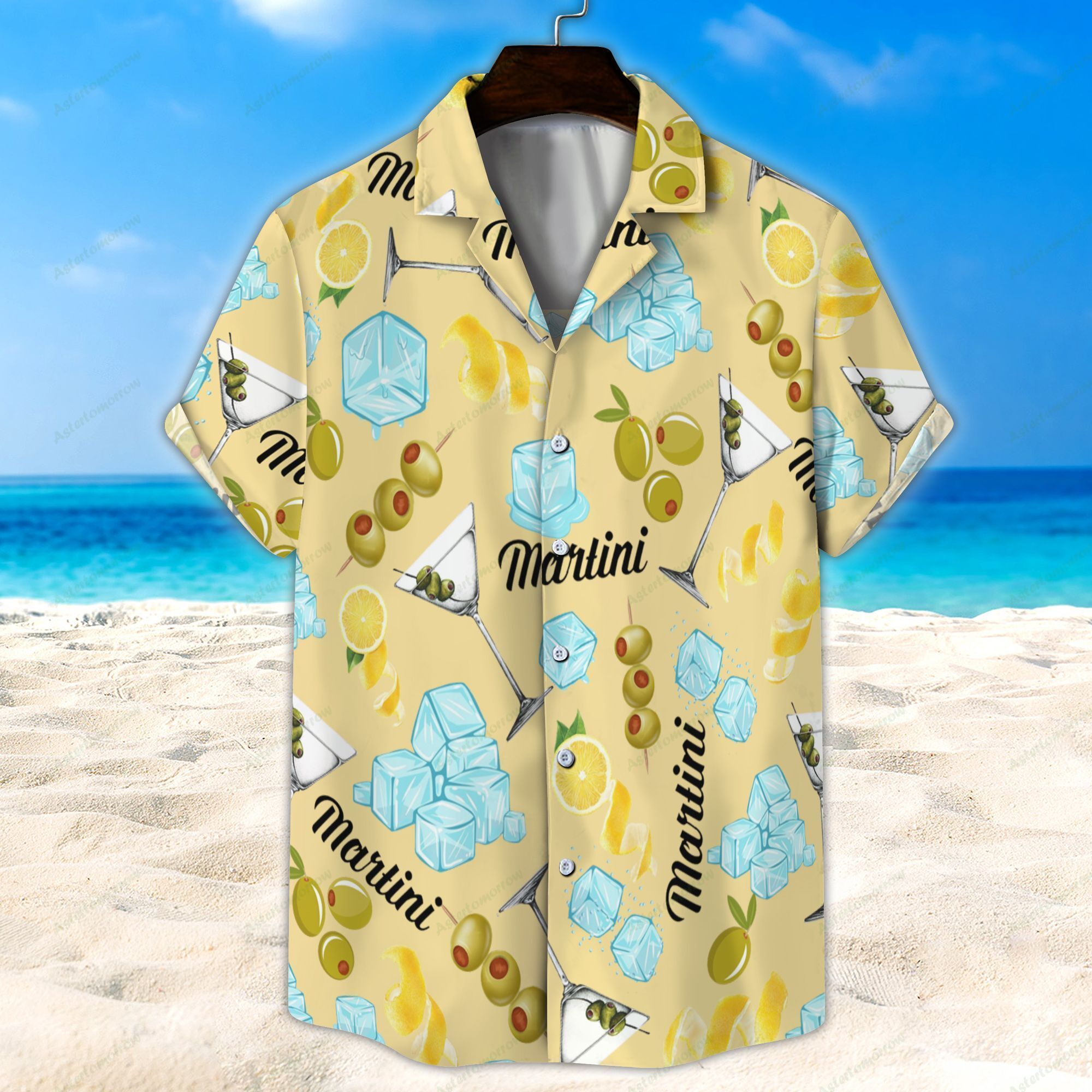 Martini Light Yellow Unisex Hawaiian Shirt Beach Cocktail Hawaiian Ha58361