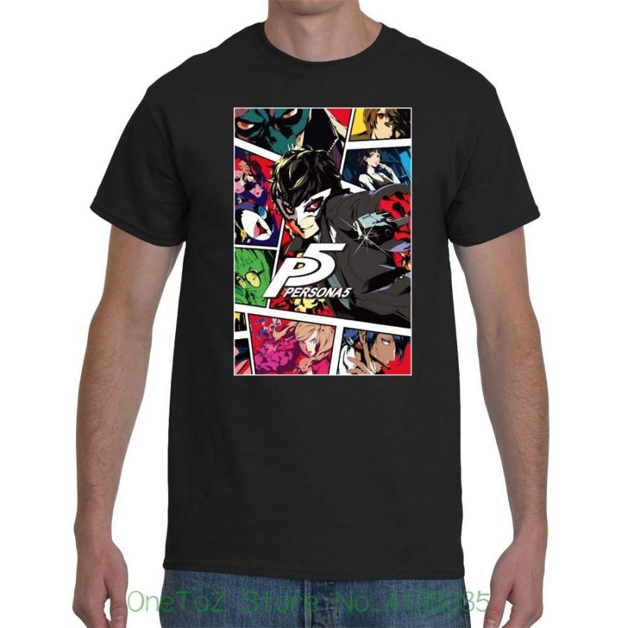 T-Shirt Persona 5 Poster 100% Cotton Short Sleeve O-Neck Tops Tee Shirts