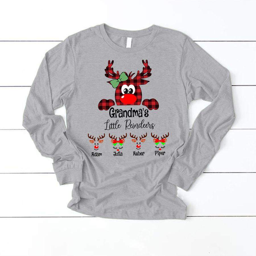 Grandma’s Little Reindeer – Christmas | Personalized Long Sleeve T-Shirt