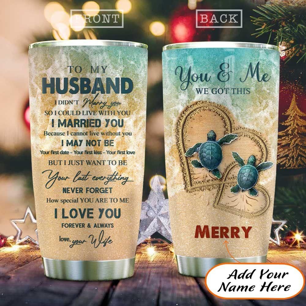Turtle Couple Husband Personalized Stainless Steel Tumbler