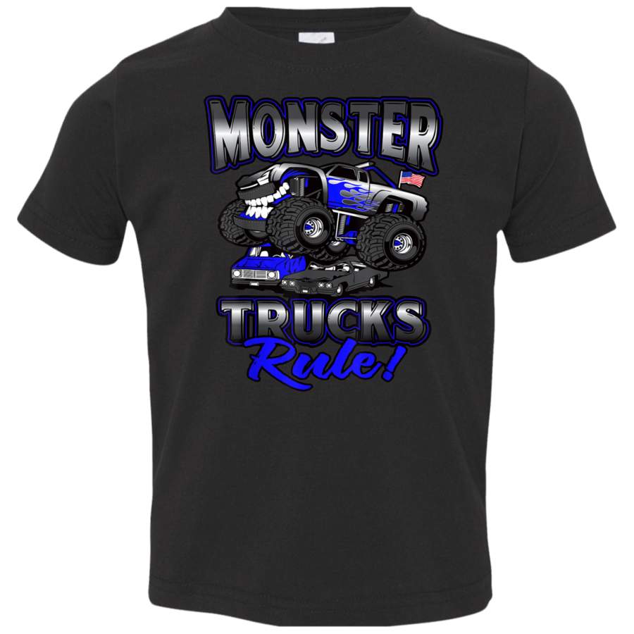 Monster Trucks Boys top Monster Trucks Rule TShirt 3321 Rabbit Skins Toddler Jersey T-Shirt