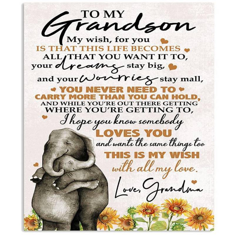 From Grandma With Meaningful Words To Grandson Who Loves Elephant Vertical Poster