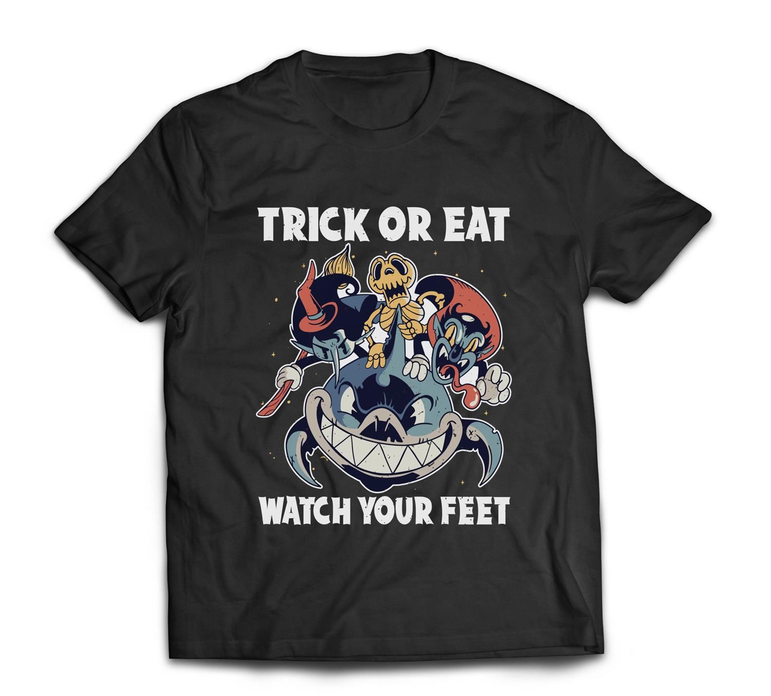 Trick Or Treat Watch Your Feet Halloween Scary Shark Lover T-Shirt