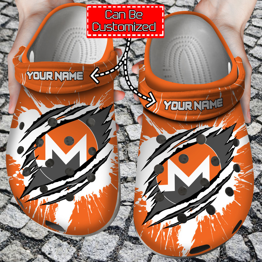 Crypto Crocs – Personalized Xmr Coin Ripped Through Clog Shoes For Men And Women