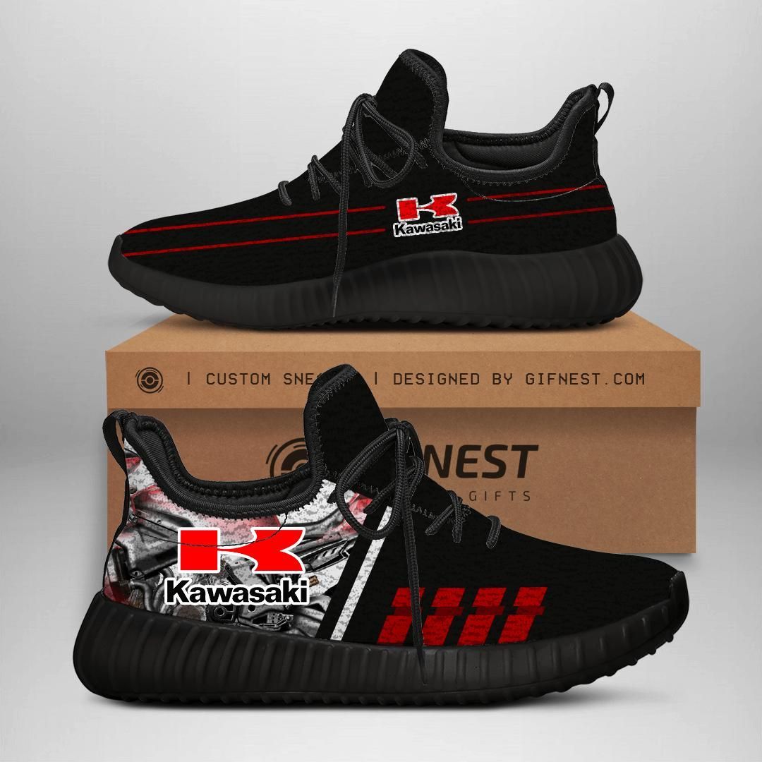 Kawasaki Motorcycles New Black Yeezy Custom Style Sneaker With High Qualitycustom Shoes