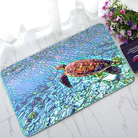 Phfzk Nautical Ocean Doormat, Sea Turtle In The Deep Sea Doormat Outdoors/Indoor Doormat Home Floor Mats Rugs