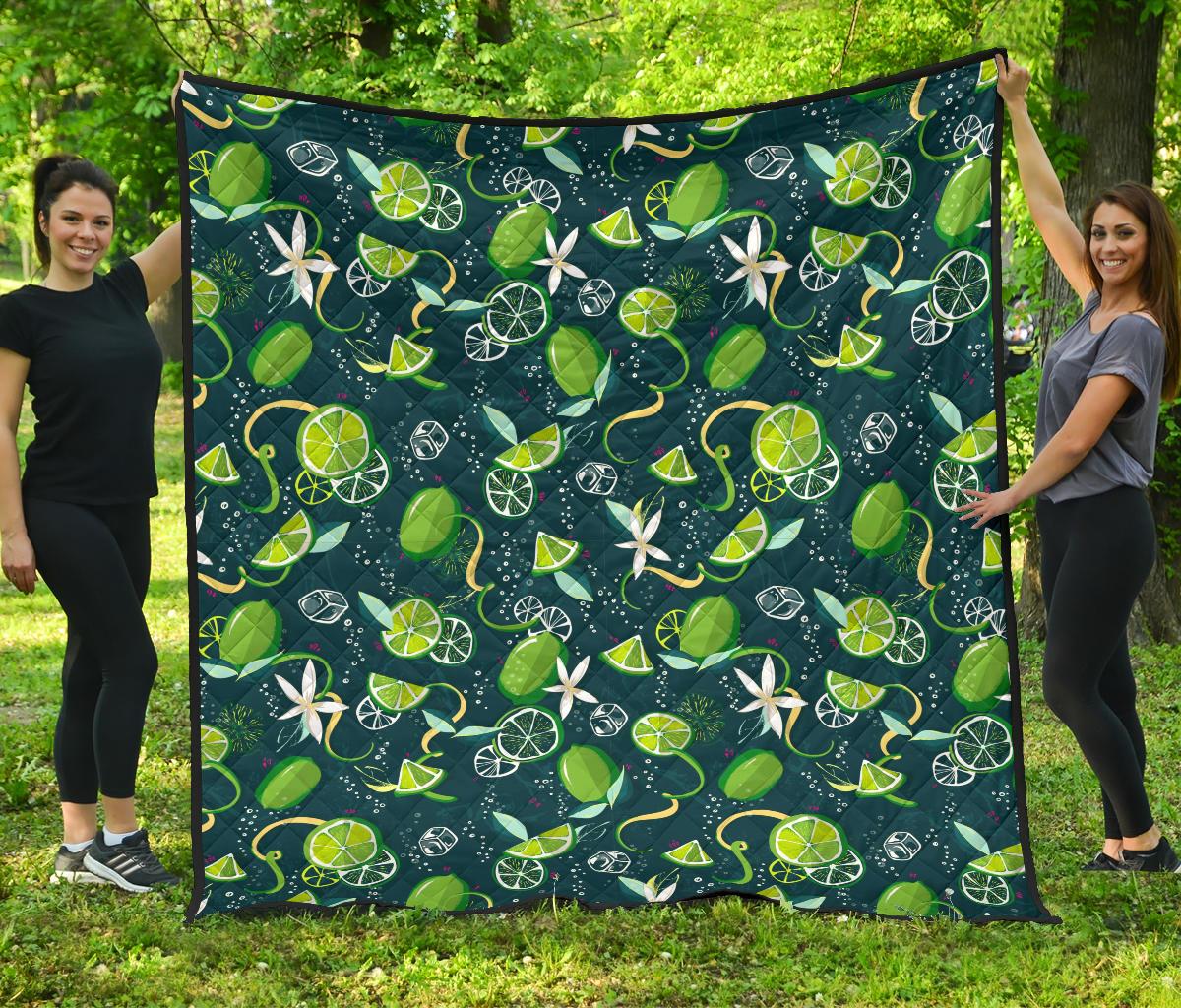 Lime Ice Flower Pattern Premium Quilt