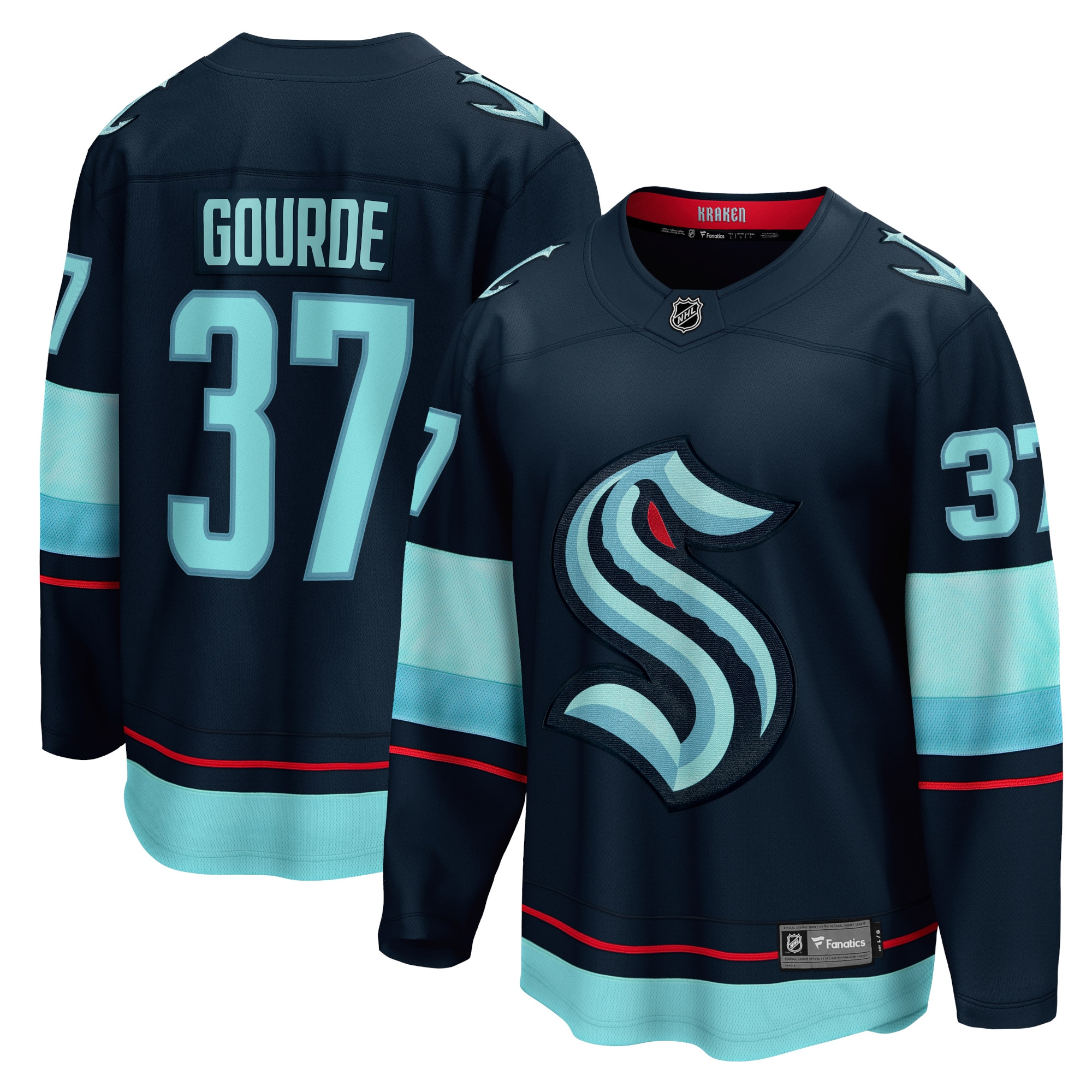 Yanni Gourde Seattle Kraken Branded Home Breakaway Player Jersey – Deep Sea Blue