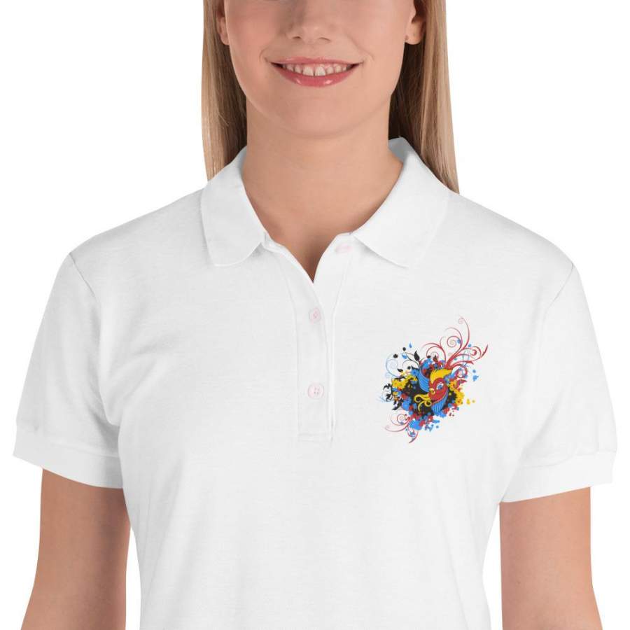 Red Bird Embroidered Women’s Polo Shirt