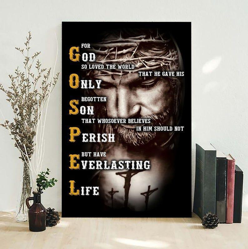 Bible Poster – God Only Son Perish Everlasting Life Canvas Home Décor Gift For Men Women