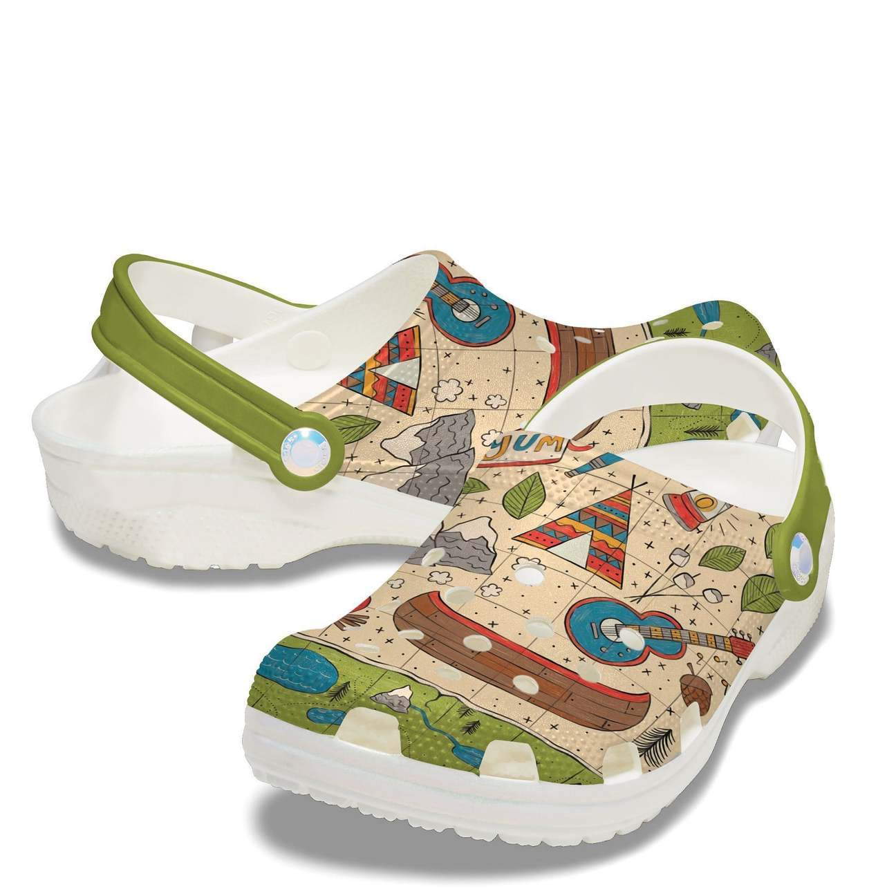 Camping Personalized Clog, Custom Name, Text Camping Map, Fashion Style For Women, Men, Kid, Print 3D