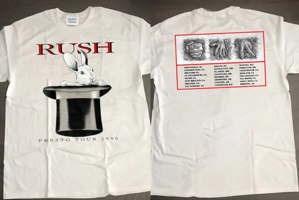 1990 Rush Rabit Presto North America Tour T Shirt Rush Rock Band Shirt Outfit