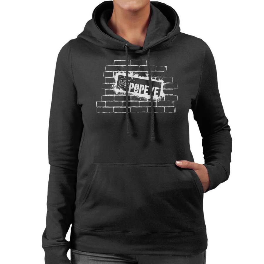 Popeye Brick Wall Poster Women’s Hooded Sweatshirt