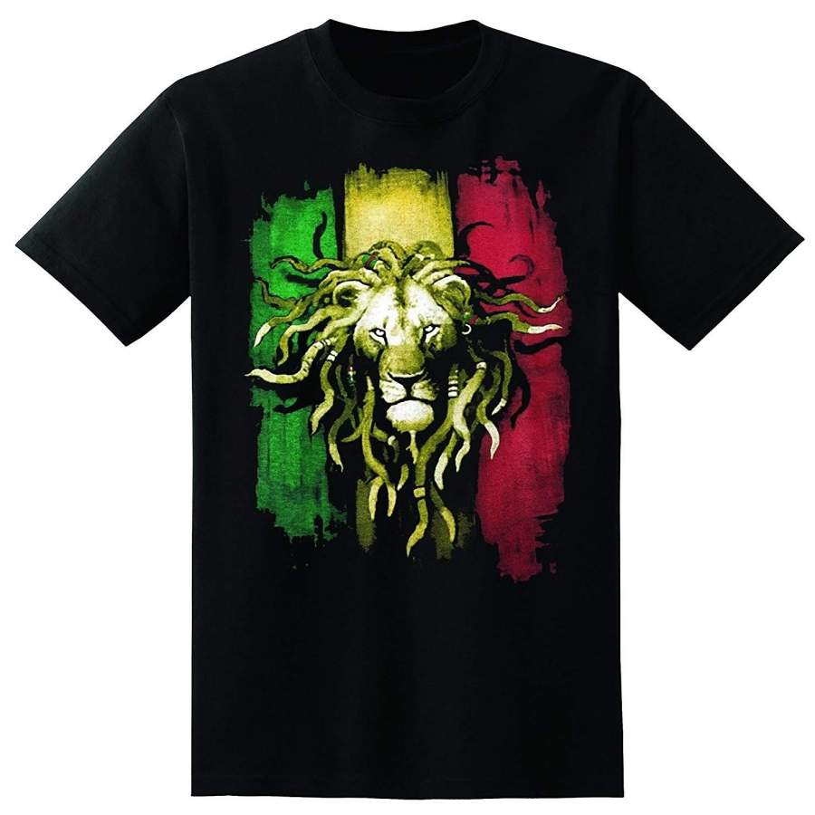 Rasta Flag Lion Men Summer T-shirt Black