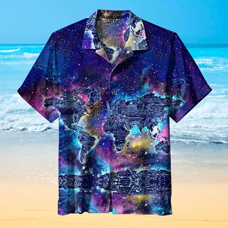 World Map Galaxy Art Hawaii Shirt Unisex Adult Ha104741